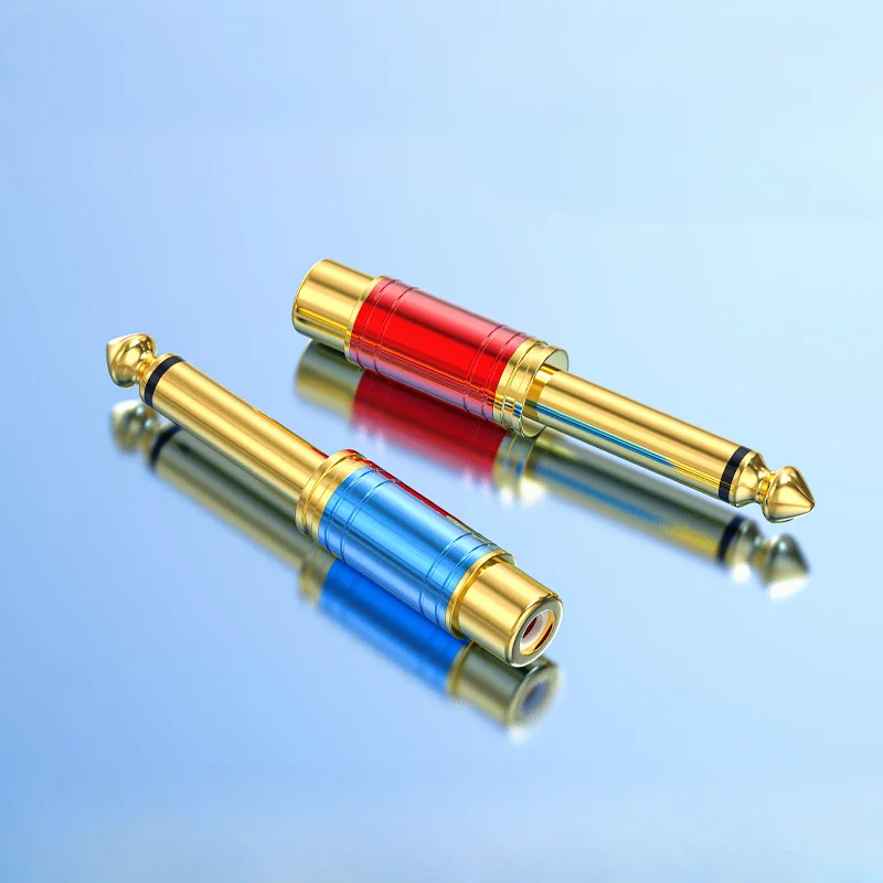 

1/5/10Pcs/lot RCA Jack Audio Connector 6.35mm Mono Male Plug to RCA Female Jack Speaker Adapter Converter Connector