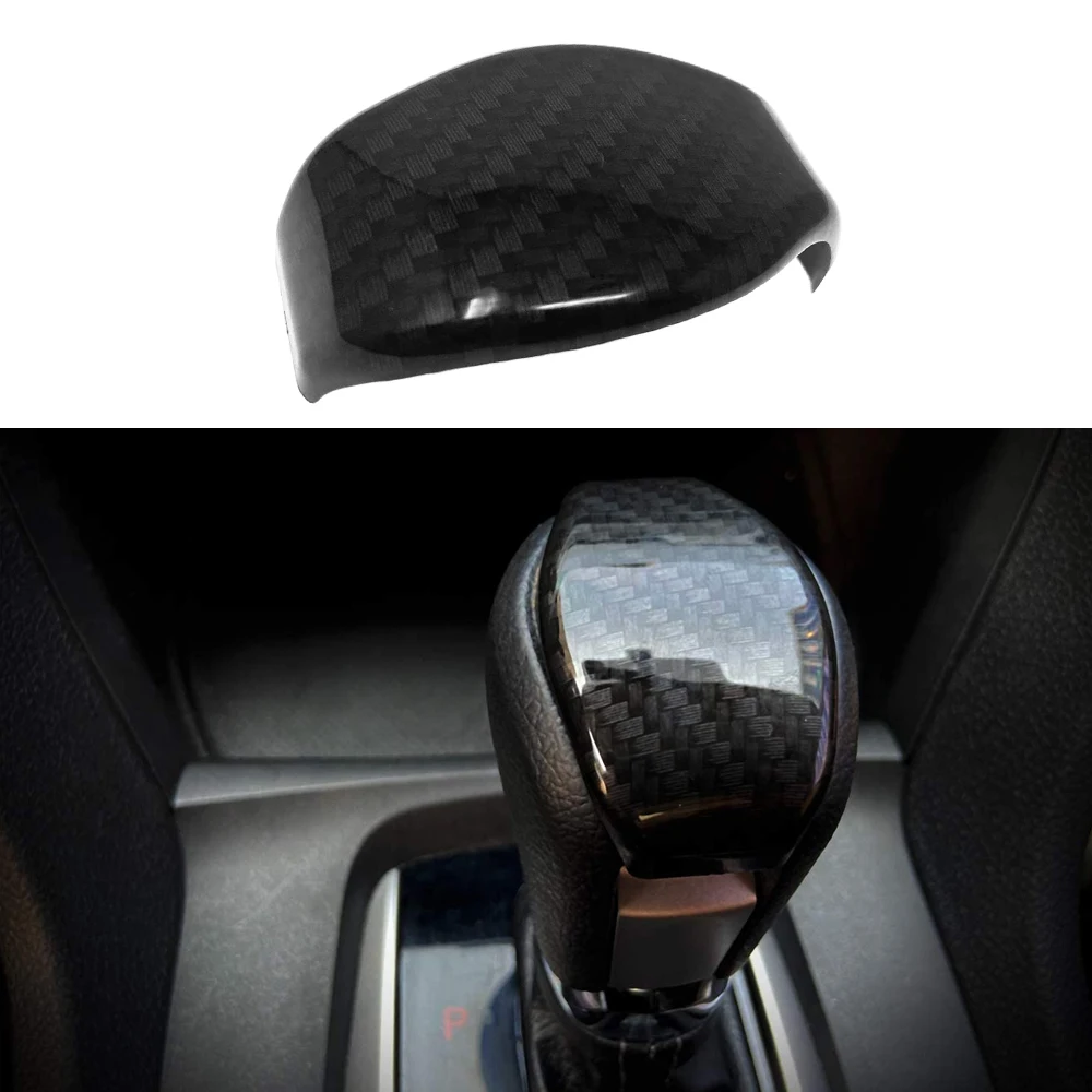 

Carbon Fiber Auto Gear Shift Knob Cover Trim For Honda Civic 10th Gen 2016-2021 Gear Lever Head Cover Sticker Shift Knob Trims