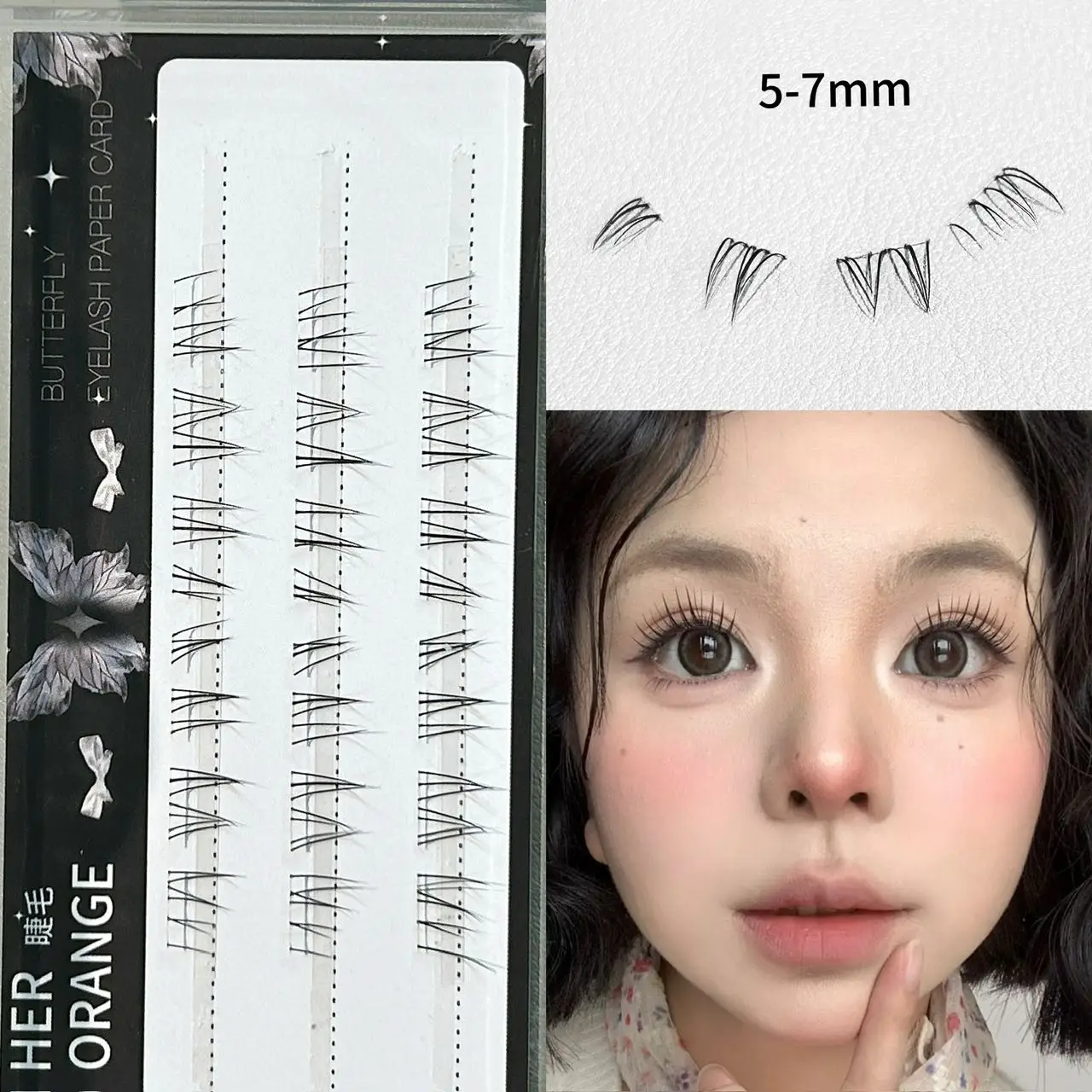 Herorange Diamond Clear Band Lower Lashes 24 80 Bundles 5-7mm Natural Layered Curly Beginner Friendly Daily Photo Makeup