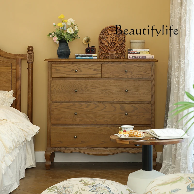 

Export American country oak chest of drawers European solid wood furniture locker Bedroom multi-function