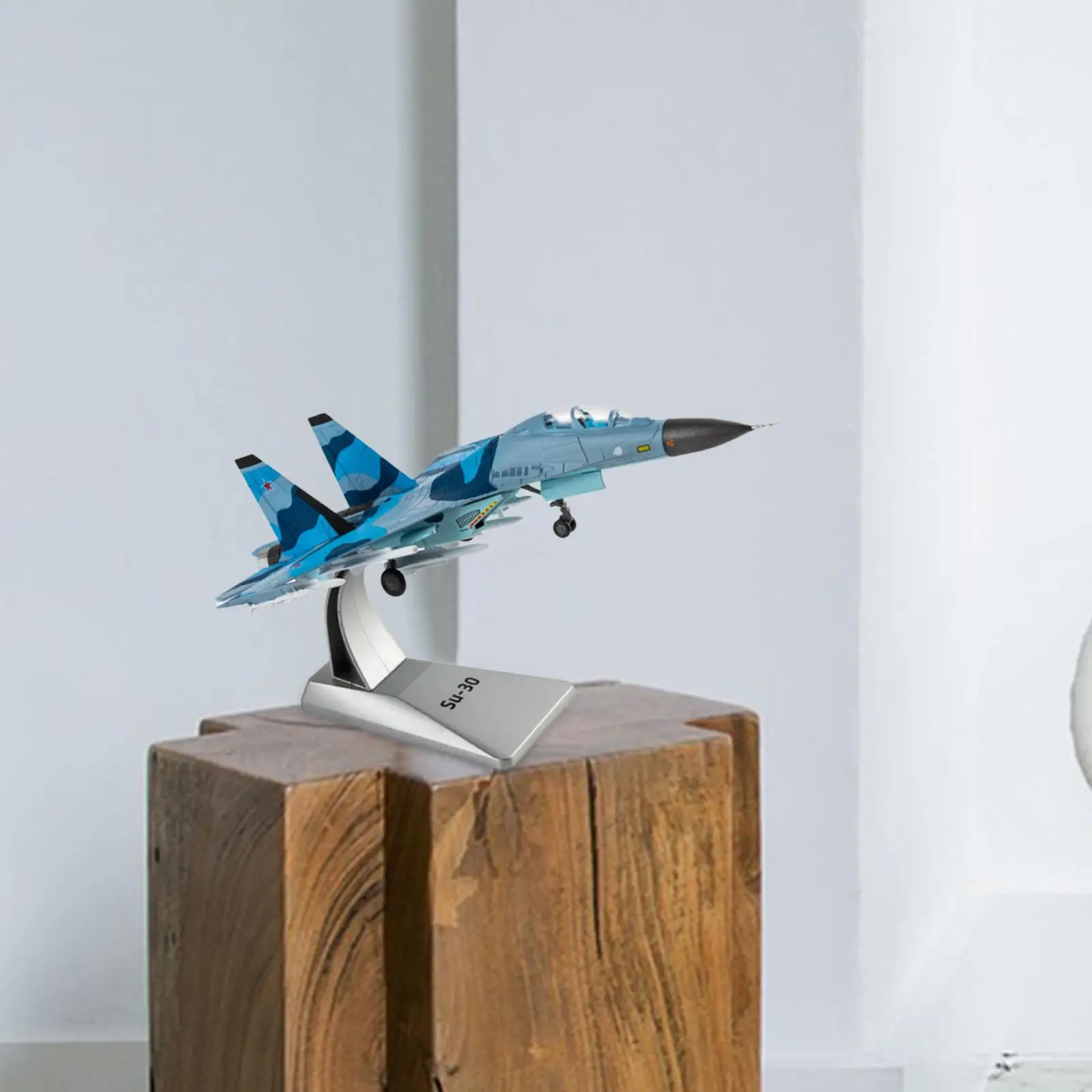 Metal 1/100 Scale Aircraft SU-30 Fighter with Dispaly Stand Model Plane for Desktop Table Office Decoration Collection