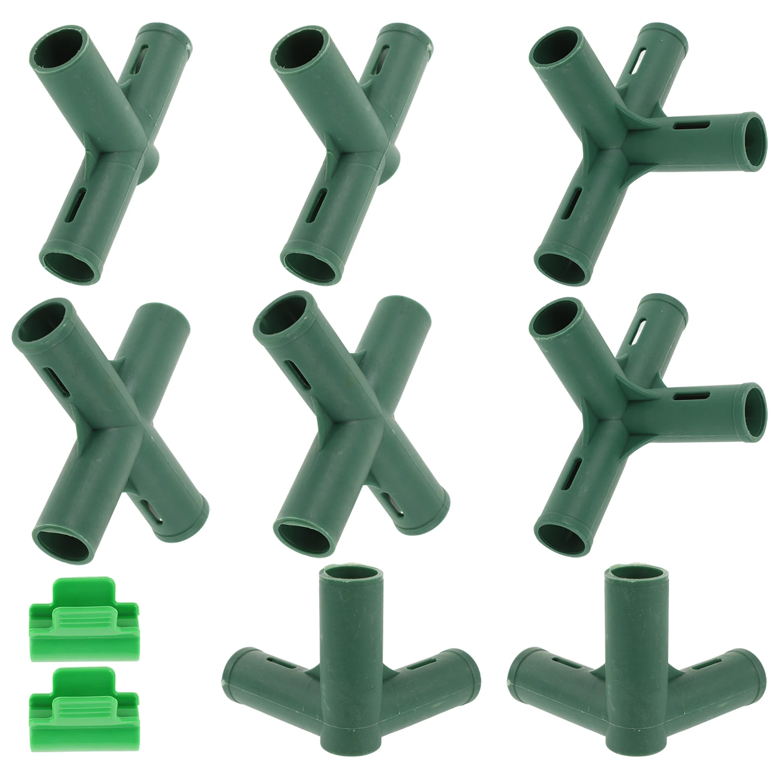 

1 set Greenhouse Pipe Connector Kit Durable Plastic 3-Way Adapters Film Clamps Weather Resistant Easy Install for Garden