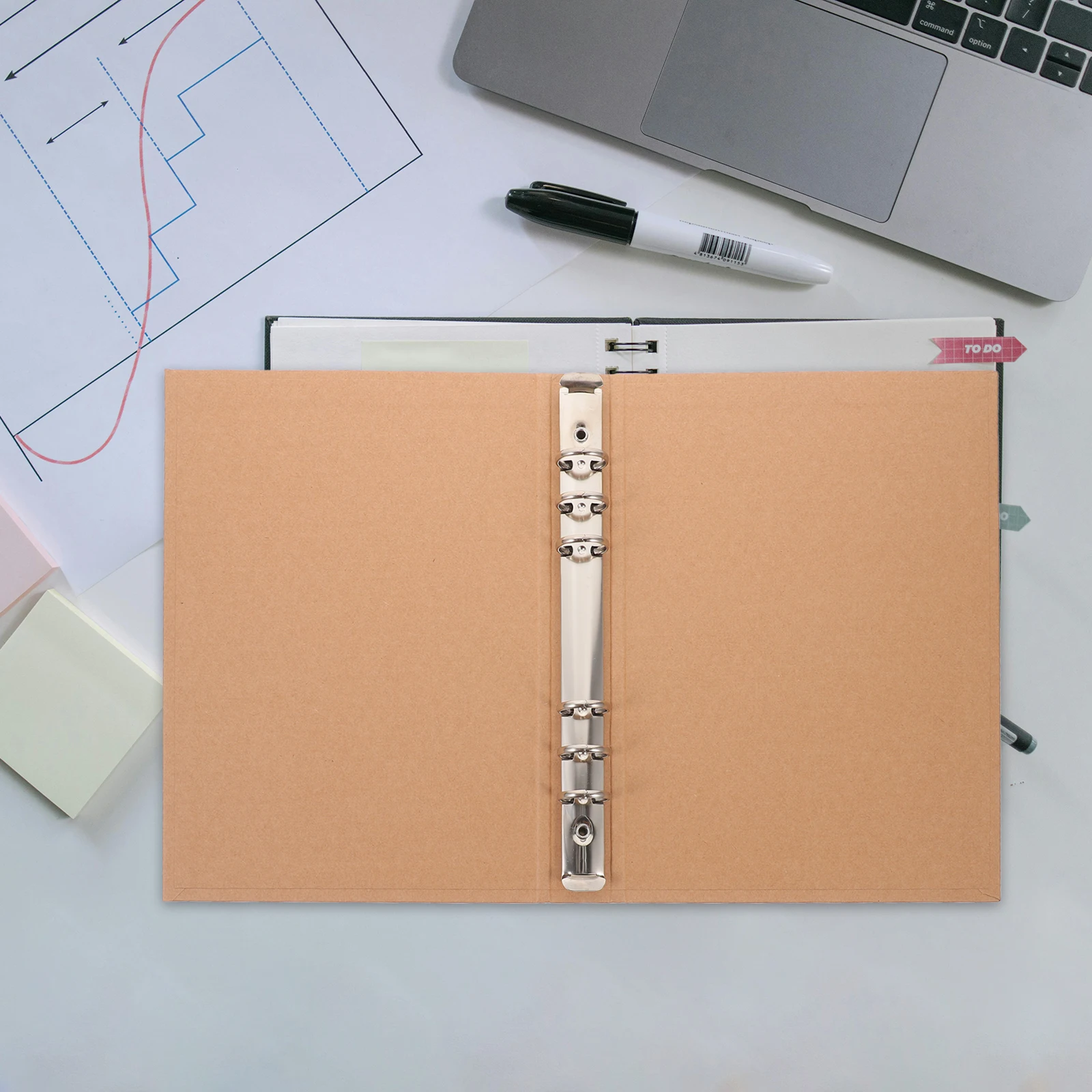 

A5 Kraft Binder Cover 6 Hole Notebook Shell Notebook Binder Cover Reusable Ruled Refill Card Ring Binders Folder Planner Case