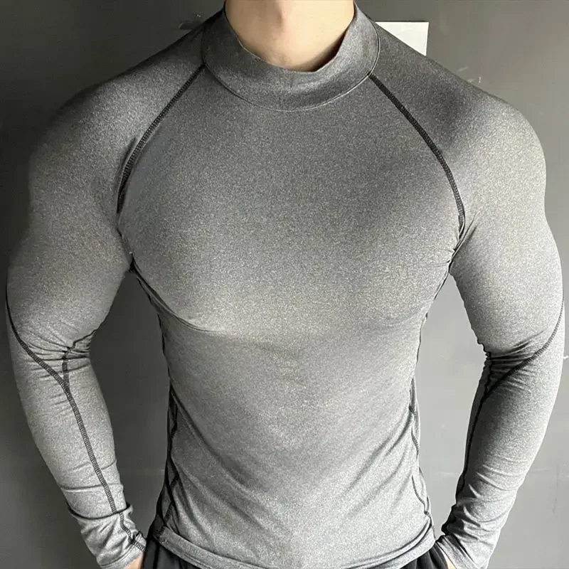 Sports Tights Long-sleeved Running Track Field Basketball Training Wear High-neck Quick-dry Breathable Fitness Clothing JJ657