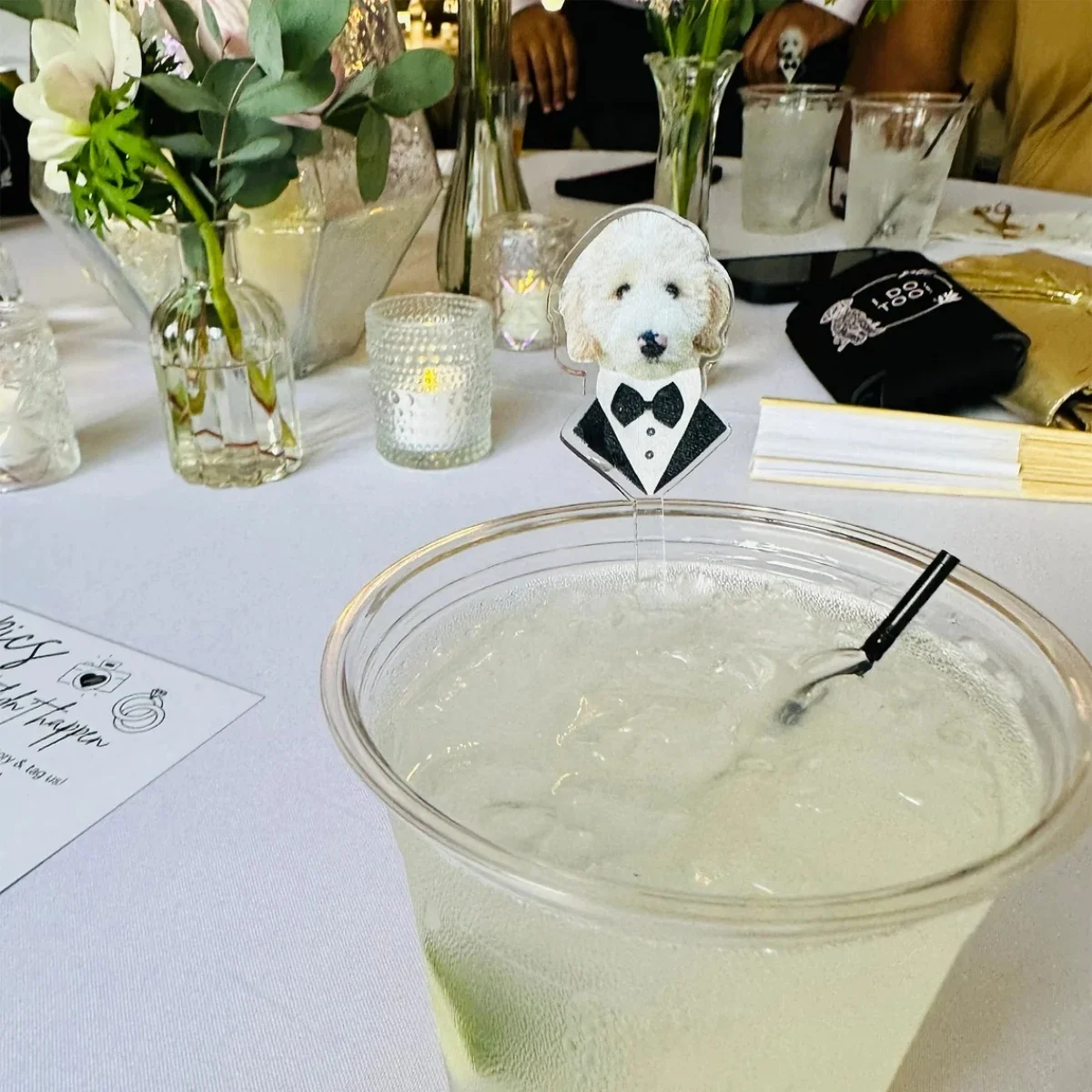 Palillos para agitar mascotas personalizados, palillo para agitar boda de perro de doble cara, agitadores de cóctel acrílicos con retrato de mascotas, Swizzle de boda, Dr de boda