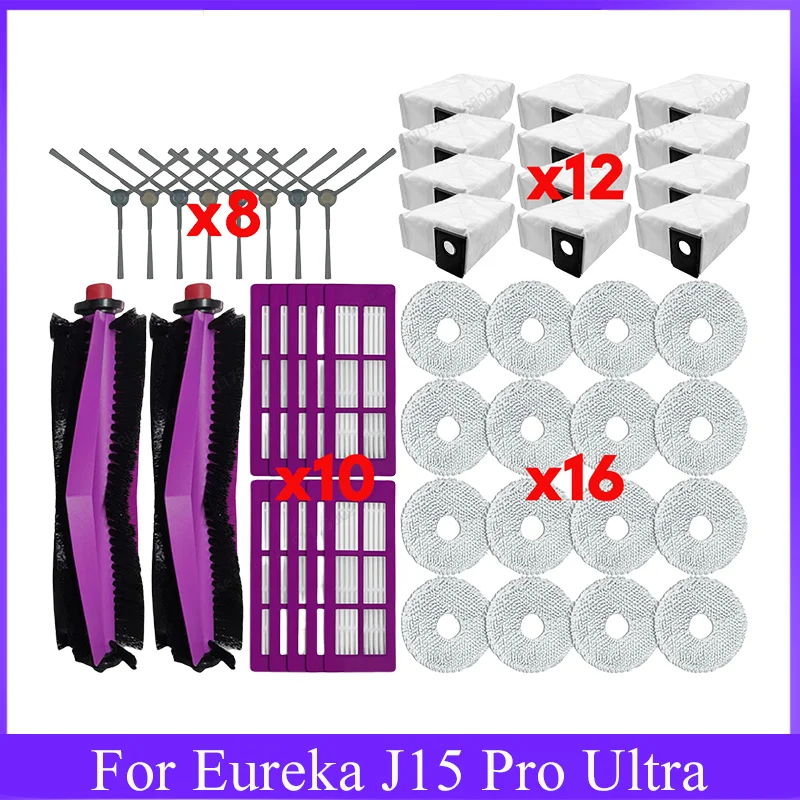 ل Eureka J15 Pro الترا أجزاء المكنسة الكهربائية الأسطوانة الرئيسية فرشاة جانبية فلتر Hepa ممسحة القماش كيس لجميع الغبار قطع الغيار الملحقات