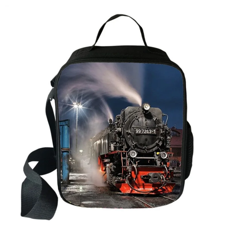 Popular Youthful train 3D Print Crossbody Insulated Handbags Ice Bags Lunchbox Thermal insulation Food Lunch Bag