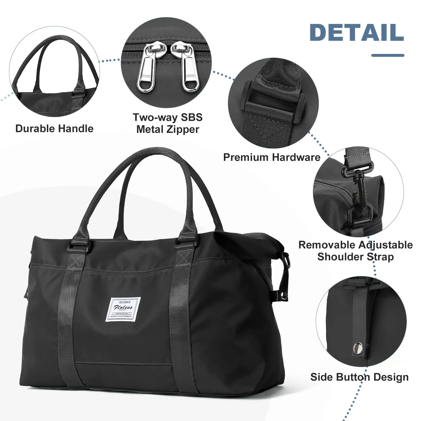 Travel Duffel Bag Sports Tote Gym Bag Shoulder Weekender Overnight Bag for Women