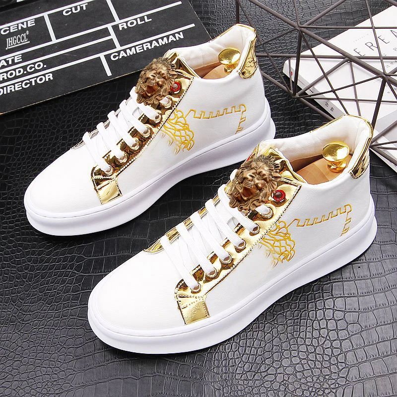 

Luxury men's shoes Platform loafers Trend boots Small white shoes Men's embroidered board shoes inner elevation casual shoes A01