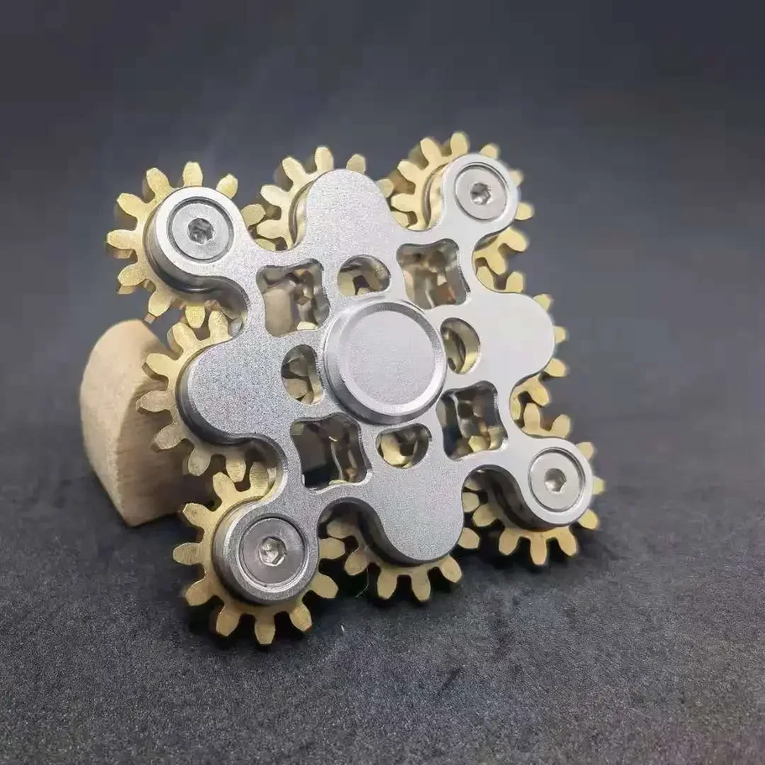 ปลายนิ้ว gyro decompression เกียร์ Fidget Spinner เก้าฟันเชื่อมต่อ hand cranked Spinner EDC เกียร์เชื่อมต่อนิ้วมือ gyro ของเล่น