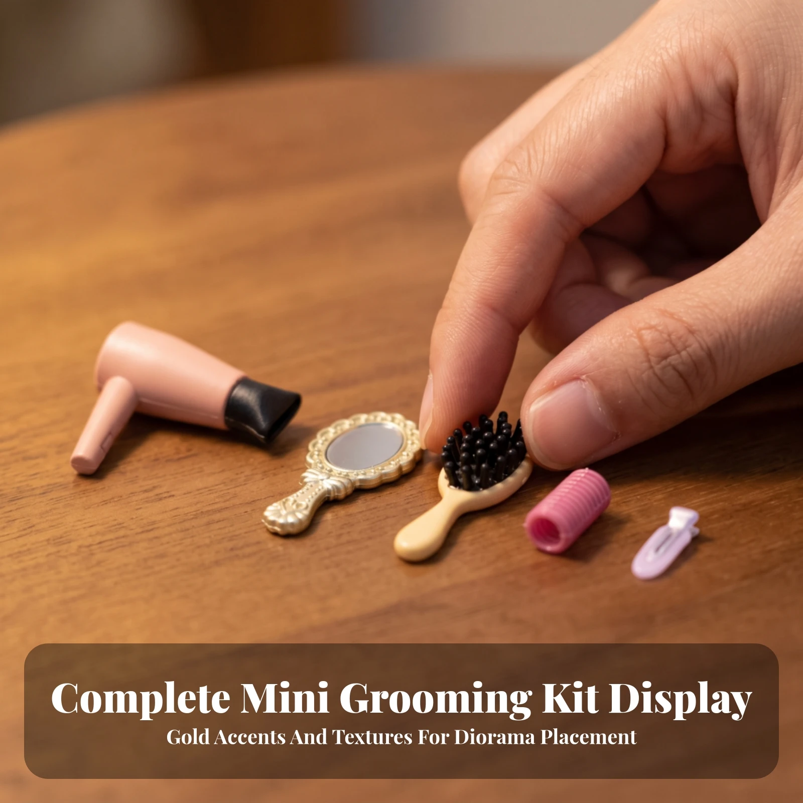 5 Pieces Dollhouse Hair Styling Set Authentic Mini Hair Styling Accessories Set Detailed Alloy for Collectors, Room-Box