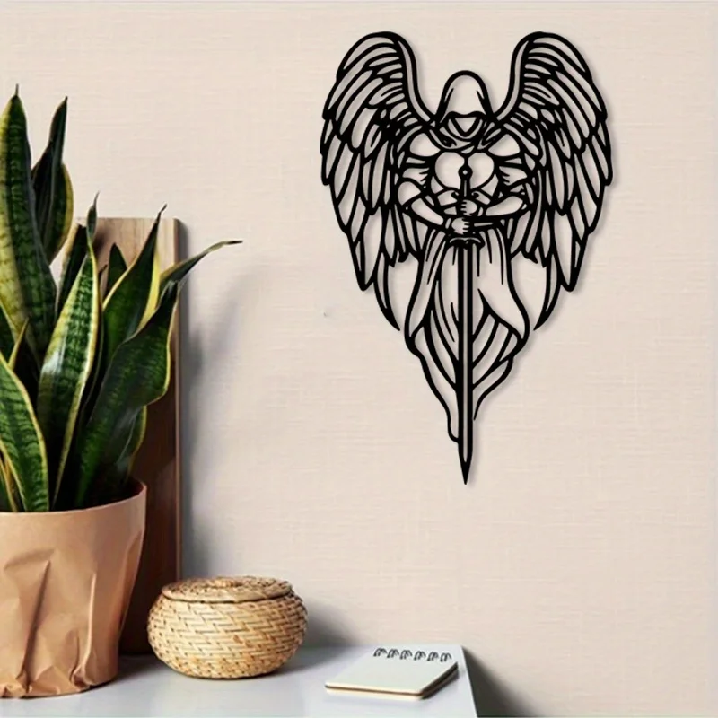 Vintage Angel Wing Metal Wall Art Iron Spiritual Sculpture Home Office Hanging Mural Elegant Decor Gift