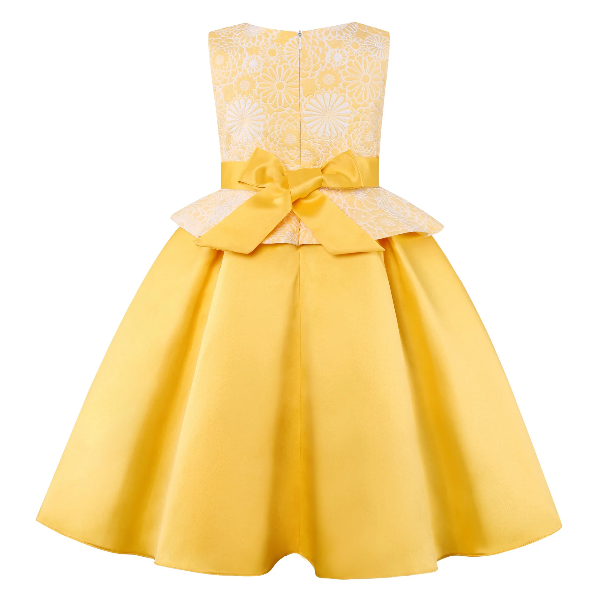 Cute Bowknot Dresses Girls Sleeveless Fashion Children Princess Dress Elegant O-Neck Kids Party Birthday Costume Spring Summer