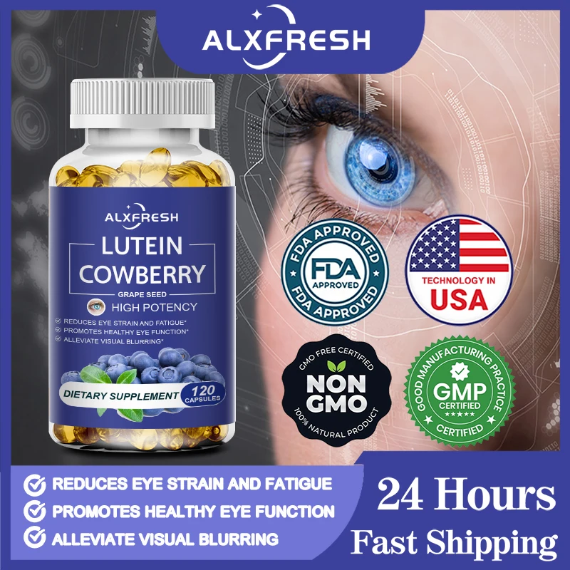 Lutein and Bilberry Capsules Relieve Blurred Vision and Dry Eyes Reduce Eye Fatigue and Improve Visual Function for Healthy eyes