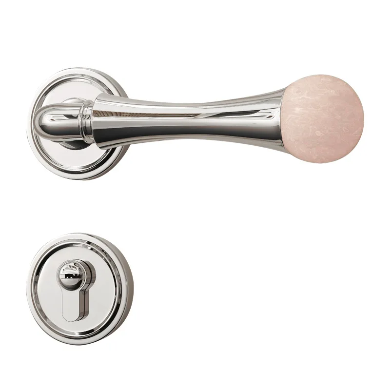 

European light luxury magnetic suction silent door handle natural white pine stone powder crystal door lock
