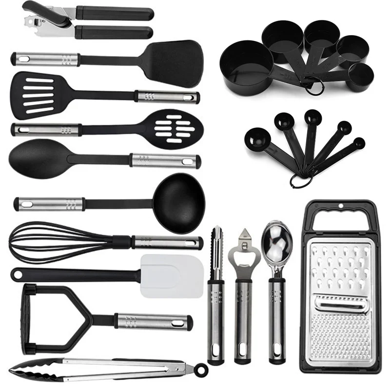 

24Pcs Kitchen Utensil Set Silicone Stainless Steel Nylon Non-stick Cookware Spatula Shovel Egg Beaters Kitchenware Tools