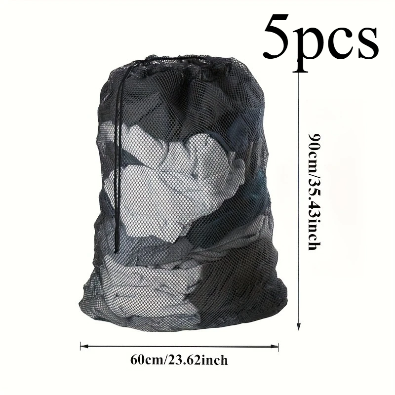5pcs   Ideal Machine Washable Mesh Laundry Bag For Factories, College, Dorm And Apartment Dwellers, 35.4*23.6 Inches
