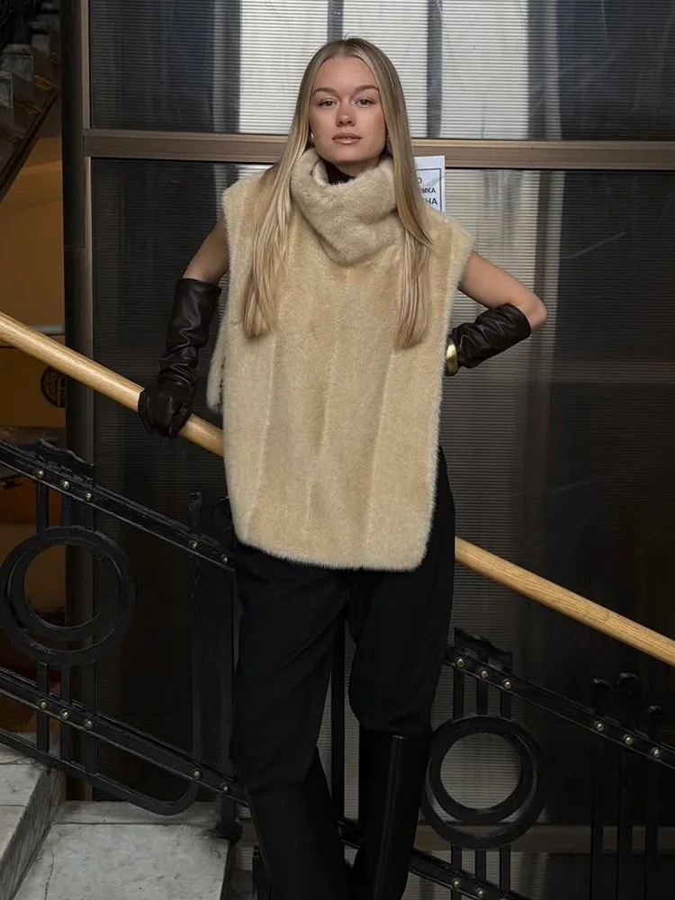 

Tossy Fashion Autumn Turtleneck Vest Top For Women High Waist Sleeveless Solid Cropped Tank Top Commute Female Sweaters Vest New