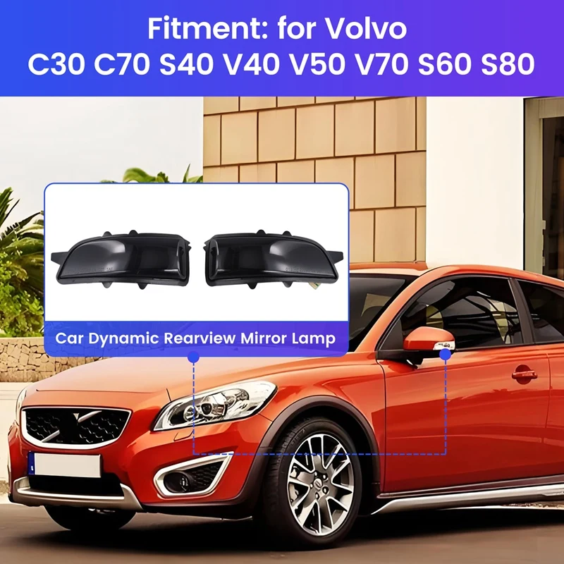 

Car Dynamic Rearview Mirror Lamp Turn Signal Lights LED Indicator Lights For Volvo C30 C70 S40 V40 V50 V70 S60 S80