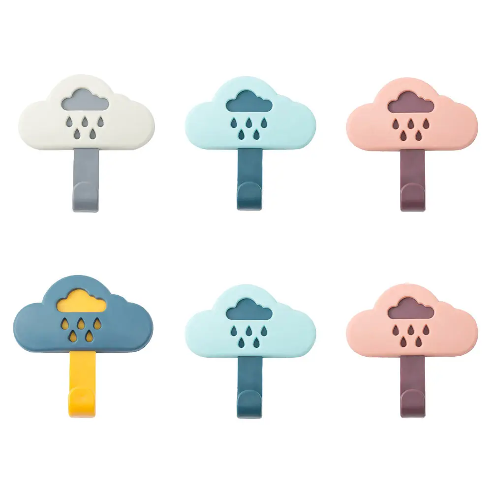 

Cloud Shape Wall Hooks Punch Free Adhesive Bathroom Kitchen Towel Rack Traceless Mounting ABS Safe No Drill Household