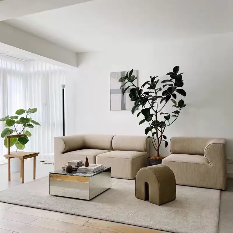 Minimalistisches Stoffsofa, großes und kleines Apartment-Modul-Kombinationssofa