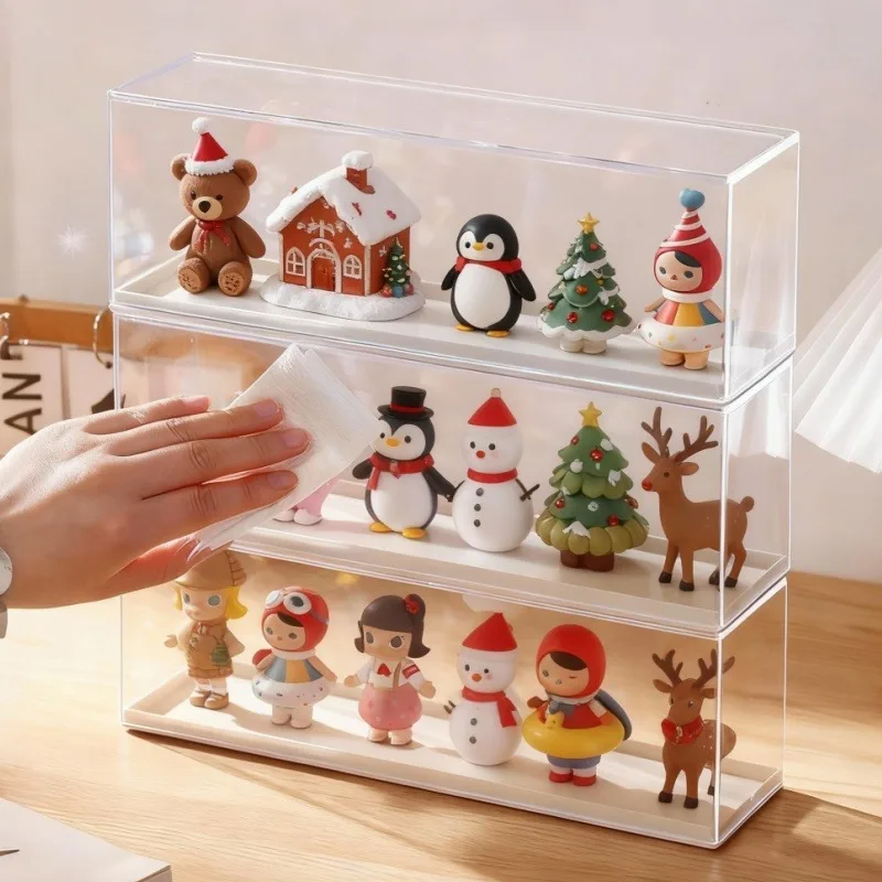 Acrylic Display Storage Case for Action Figure Clear Dustproof Organizer Box for Figures Stackable Blind Box Stepped Display