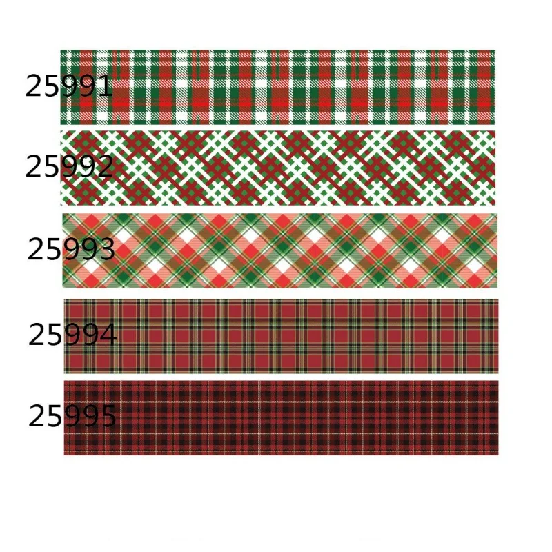 Red and Green Plaid Grosgrain Ribbon Printed for Christmas Hairbows DIY Craft Handmade Materials