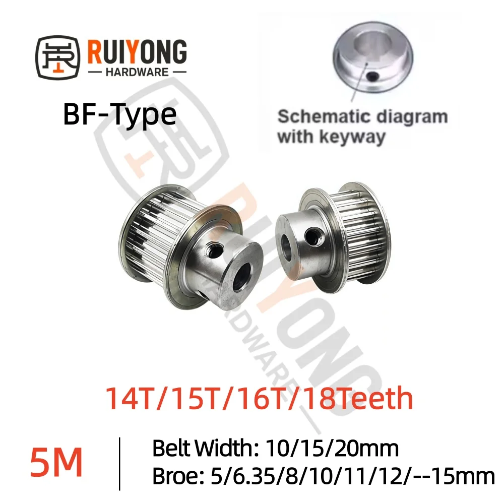 

HTD 5M BF Type14T/15T/16T/18Teeth Timing Pulley Bore 5-15mm Belt Width 10/15/20mm
