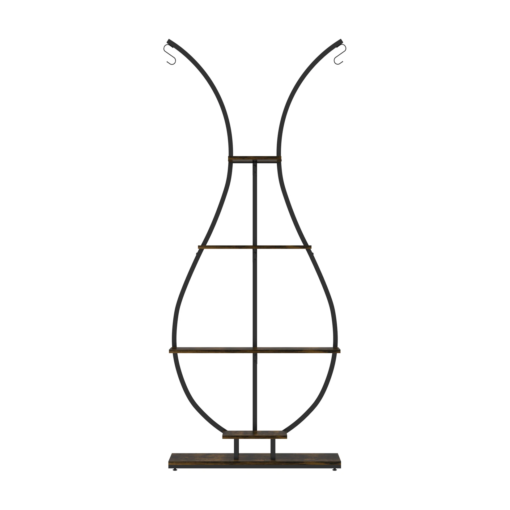 Vase Shape Tall Planter Display Rack Metal Garden Plant Stand with 5 Tiers and Hangers