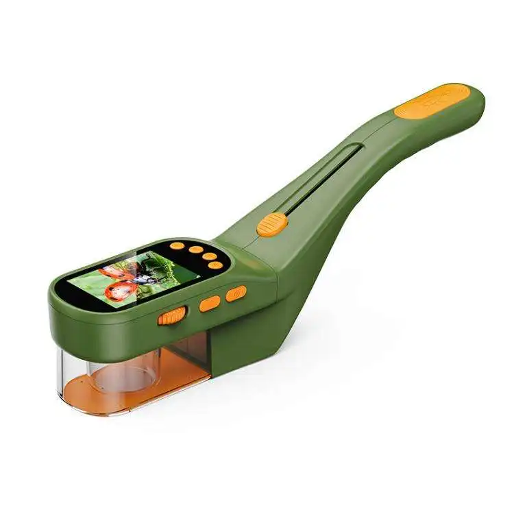 Microscope HD 500X pour enfants, observateur d'insectes en plastique, écran IPS 2,4" 1080P, kit scientifique portable pour aventure en plein air