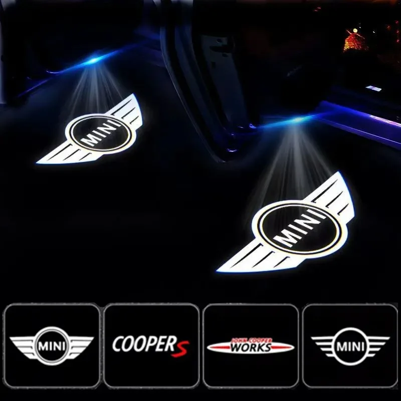 Lampe de bienvenue d'avertissement avec Logo de porte de voiture, 2 pièces, pour Mini Cooper One S JCW R52 R58 R56 R59 R60 F55 F56 F60, accessoires de style de voiture