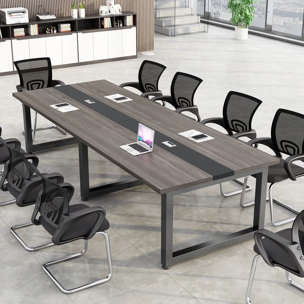 Conference ong table office desk and chair combination simple strip solid wood workbench conference room modern and simple