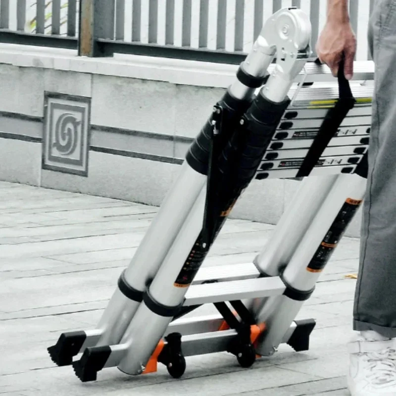 سلم متدرج تلسكوبي من سبيكة متعددة الوظائف سلالم هندسية للرفع سميكة قابلة للطي