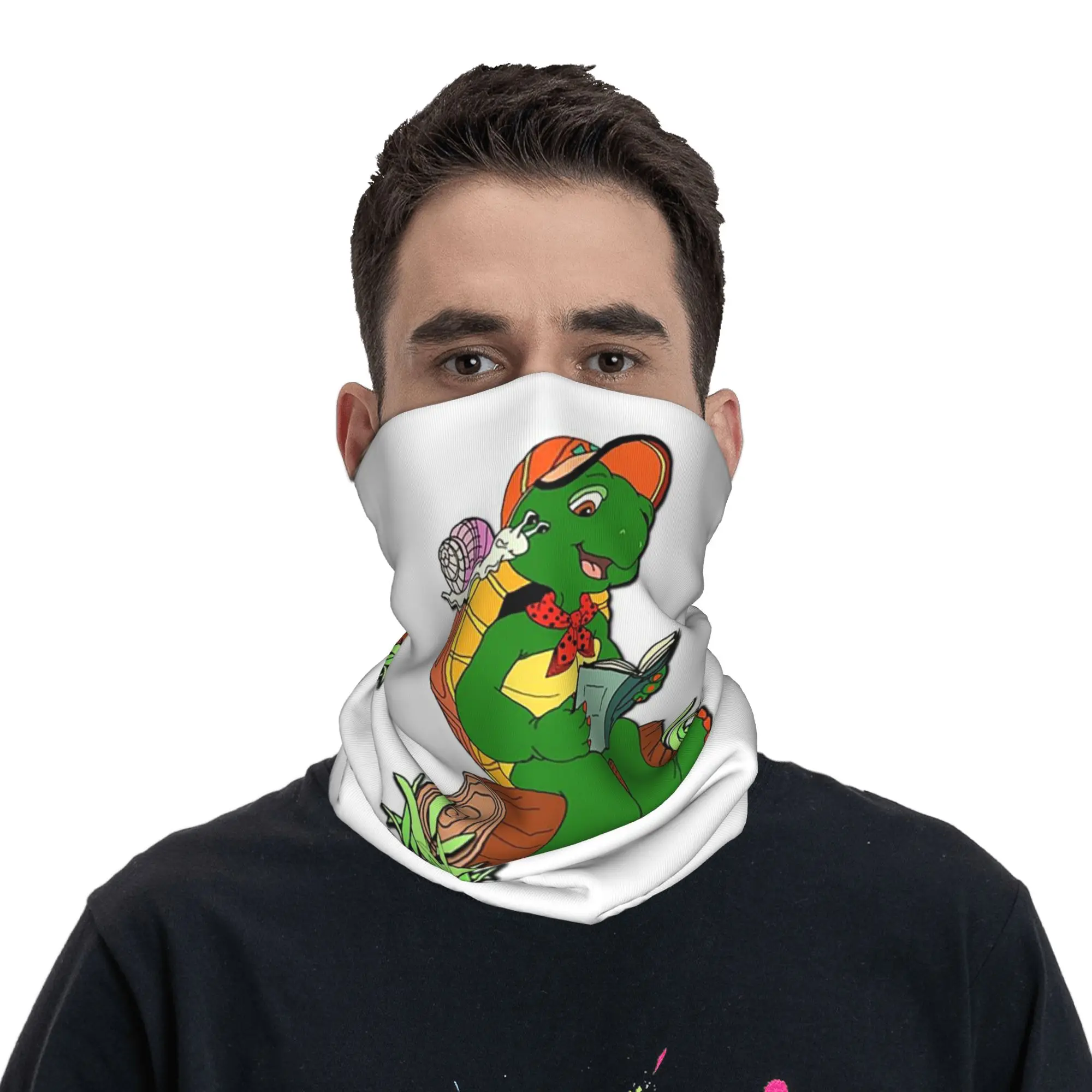 Franklin the turtle digital illustration Bandana Neck Cover Printed Face Scarf Warm Face Mask Running For Men Women Adult