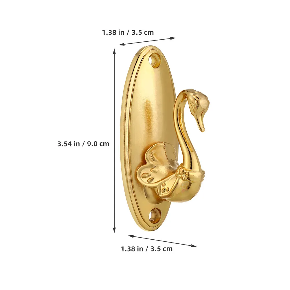 4Pcs Swan Shape Curtain Tiebacks Alloy Gold Wall Hooks Heavy Duty Drapery Holdbacks Decorative Hangers for Coats Towels Hats