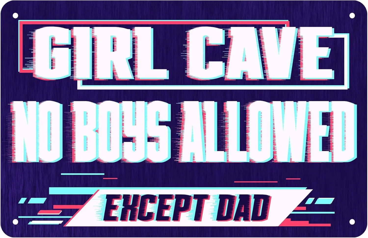 Girls Room Decor For Teen Purple Laser Style Room Door Wall Decor Metal Tin Sign -Girl Cave No Boys Allowed Except Dad- No  sign