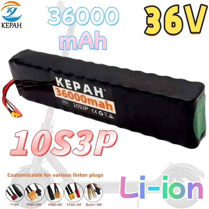 36V 36Ah Li-ion battery 18650 lithium battery pack 10S3P 36000mAh 36V high quality electric power battery with BMS P108
