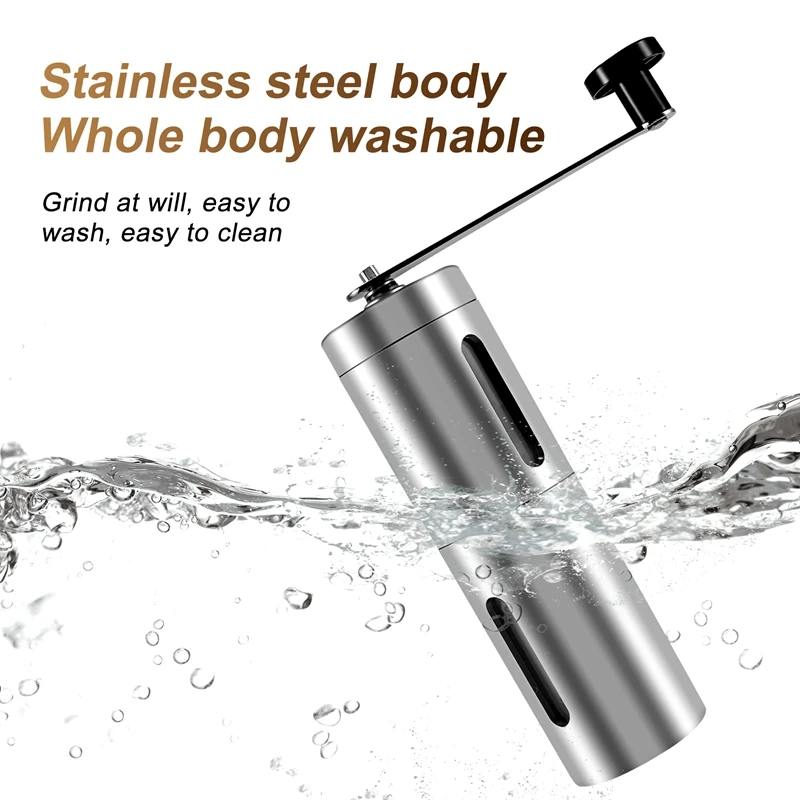 A01V-調整可能な設定付き手動コーヒーグラインダー - 円錐形バリミル & ブラッシュステンレススチール - Aerop 用バリコーヒーグラインダー