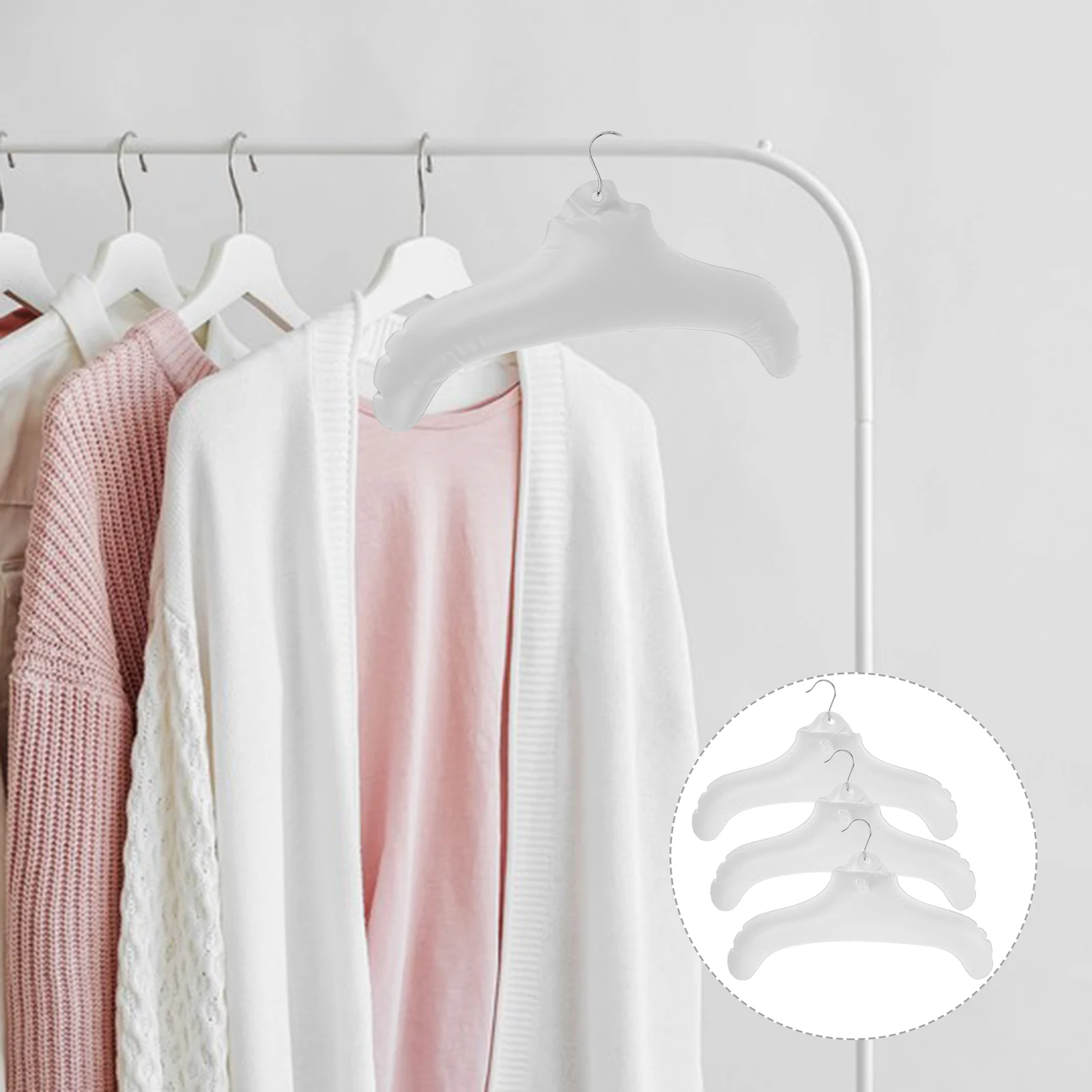

3pcs Inflatable Hanger Foldable Clothes Dryer PVC White Space Saving Travel Closet Laundry Drying Rack Shirt Pants Socks