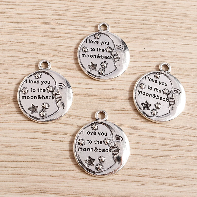 Tusember 10 Stück 28 x 34 mm niedliche Mond-Anhänger aus Legierung für die Schmuckherstellung, Halskette, Ohrringe, Armband, DIY, handgefertigtes Kunsthandwerk – Detail 14