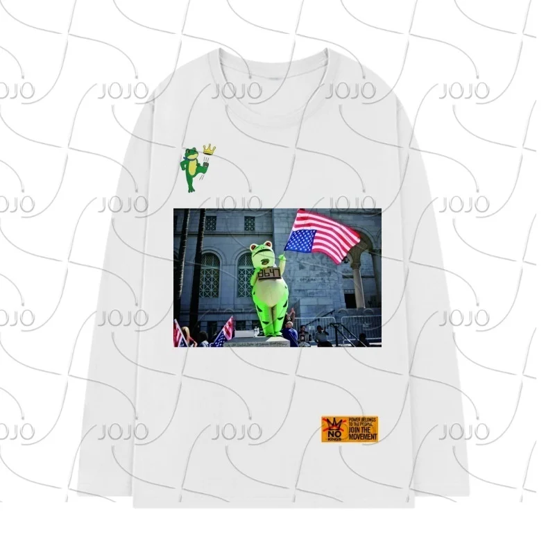 

Portland Frog Protest NO KING Free Frog Parade Long-Sleeve T-Shirt, 3D Printed Quick-Dry Breathable Cosplay Party T-Shirt