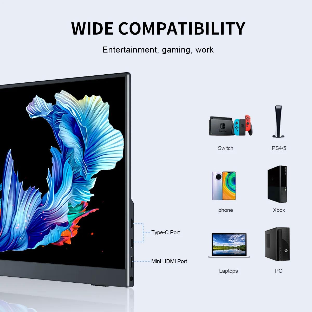13.3 インチ 2560x1600p 2.5K ポータブルモニター ゲーム用外部
