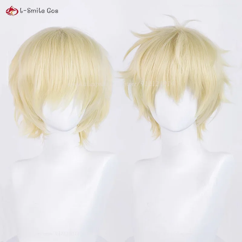 Sally Sousuke anime cosplay parrucca 30cm light golden cruly parrucche da uomo resistente al calore parrucca sintetica per capelli