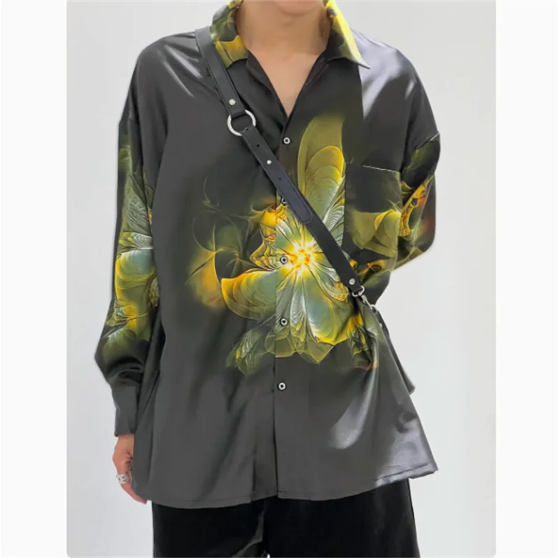 Loose stereoscopic digital printing dring-free long-sleeved shirt for autumn and winter