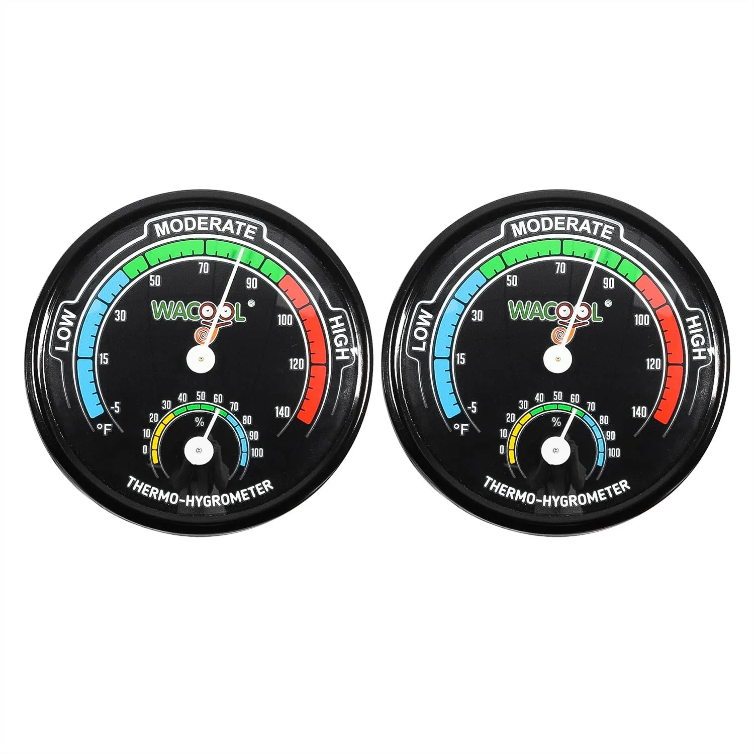 

Mini Analog Thermometer Hygrometer 2 Pack, Dial Temperature Humidity Gauge for Reptile Terrarium, Night Luminous
