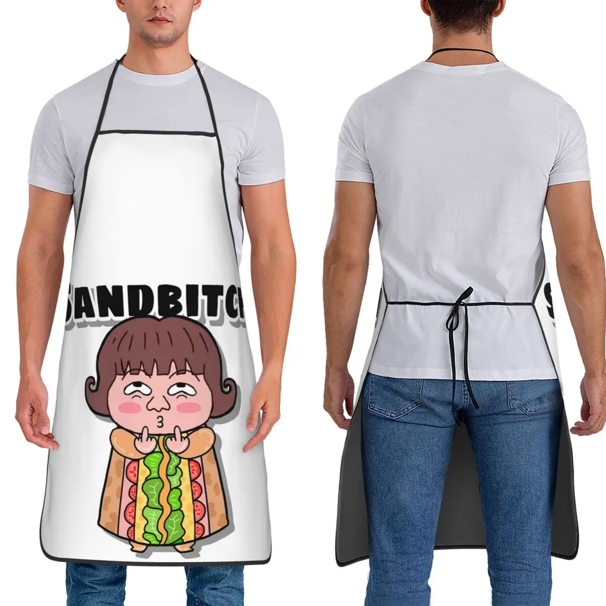 

Sandbitch Friend Of Idiot Sandwich Apron Chef Cooking Baking Tablier Sleeveless Bib Kitchen Cleaning Pinafore for Women Men