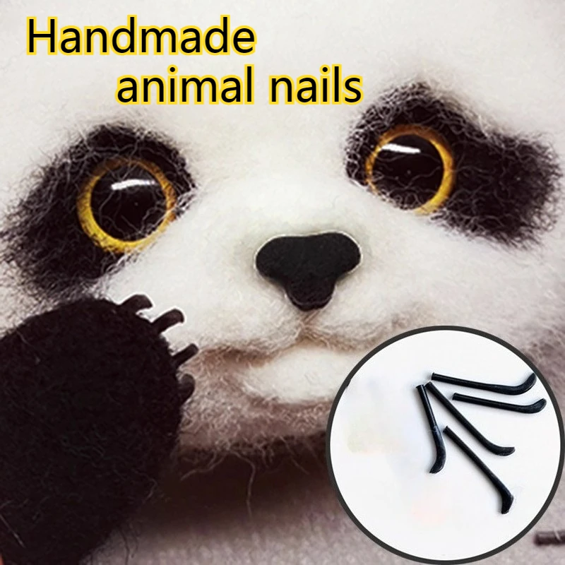 Clous d'animaux en résine faits à la main, feutre de laine, Panda/chien/chat disponible, poupée en feutre de laine, fait à la main, couleur noir/peau, accessoire pour ongles en résine