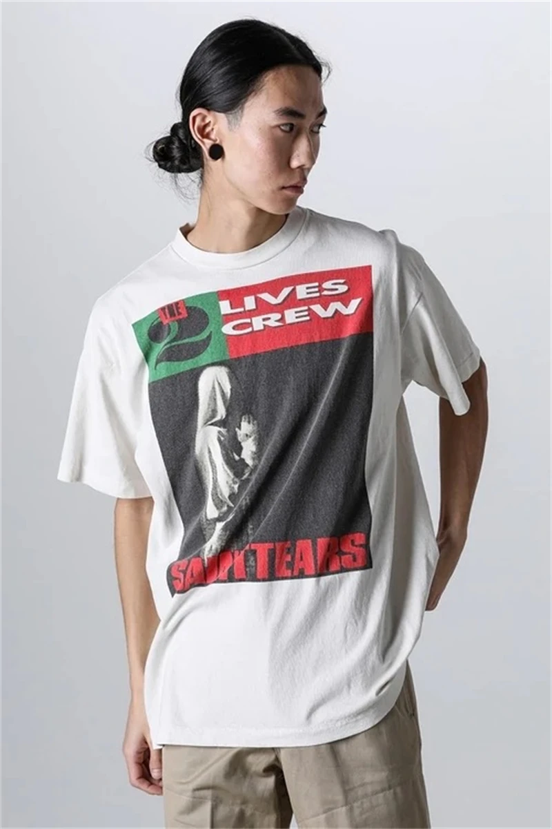 Retro Tops Japanese Summer New Letter Print Design Short sleeved High Street Fashion Casual Loose VintageT Shirt Oversize Street