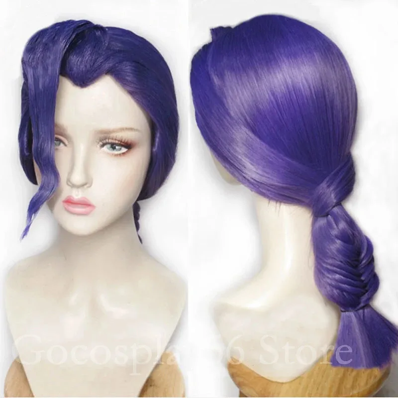 2025 Vinegar Hair Pink Purple Braided Synthetic Wig Halloween Role Play Doppio Cosplay