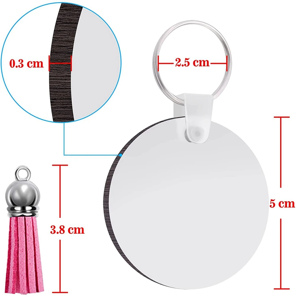 128 шт., набор заготовок для сублимационного брелка, кольца для ключей, сублимационные заготовки, брелок для ключей с теплопередачей, кисточки, МДФ, пустой круглый, хит продаж